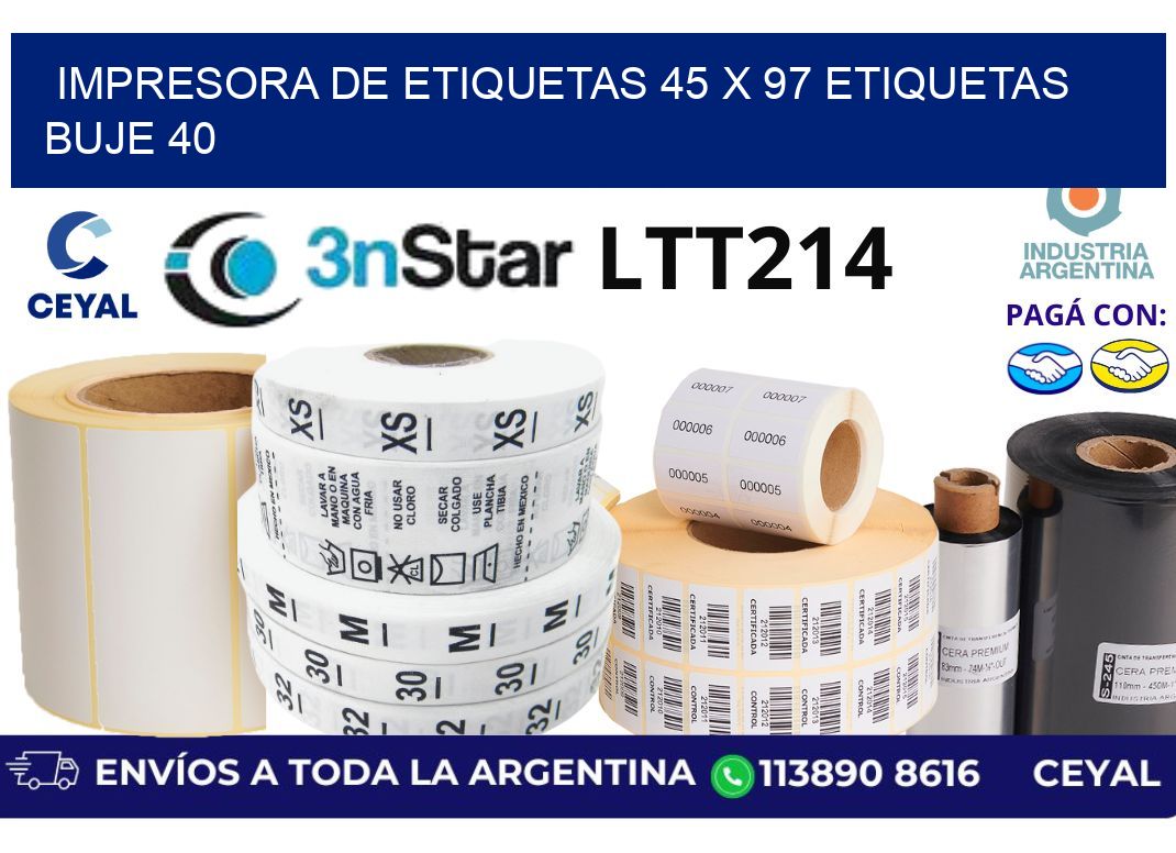 impresora de etiquetas 45 x 97 etiquetas buje 40