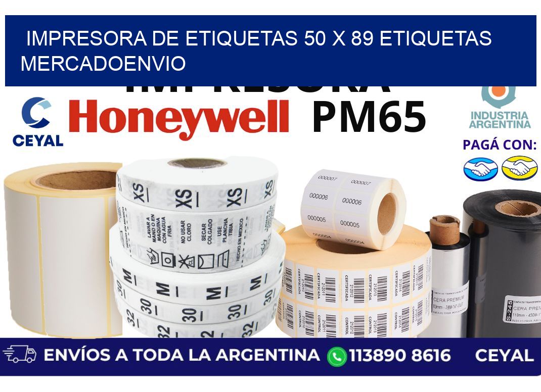 impresora de etiquetas 50 x 89 etiquetas mercadoenvio