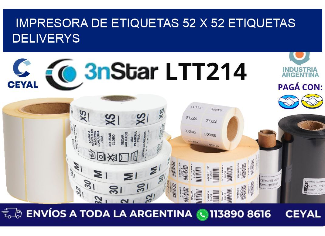 impresora de etiquetas 52 x 52 etiquetas deliverys