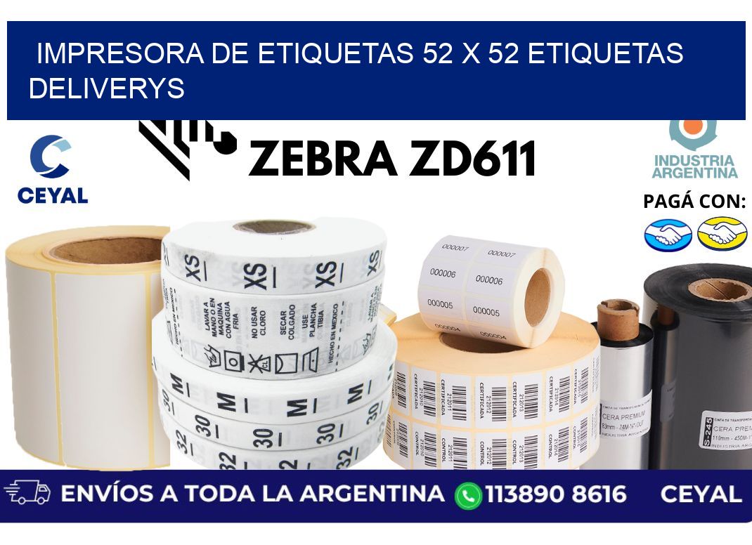 impresora de etiquetas 52 x 52 etiquetas deliverys