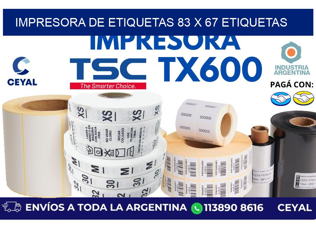 impresora de etiquetas 83 x 67 etiquetas
