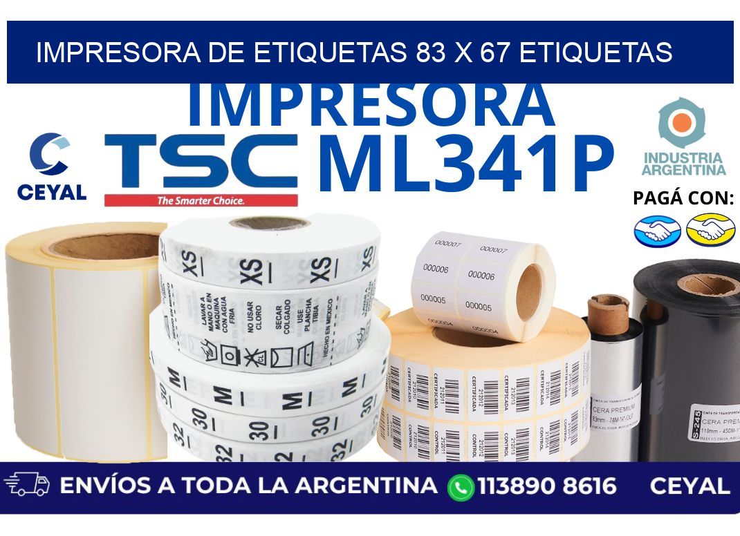 impresora de etiquetas 83 x 67 etiquetas