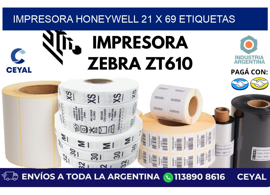 impresora honeywell 21 x 69 etiquetas