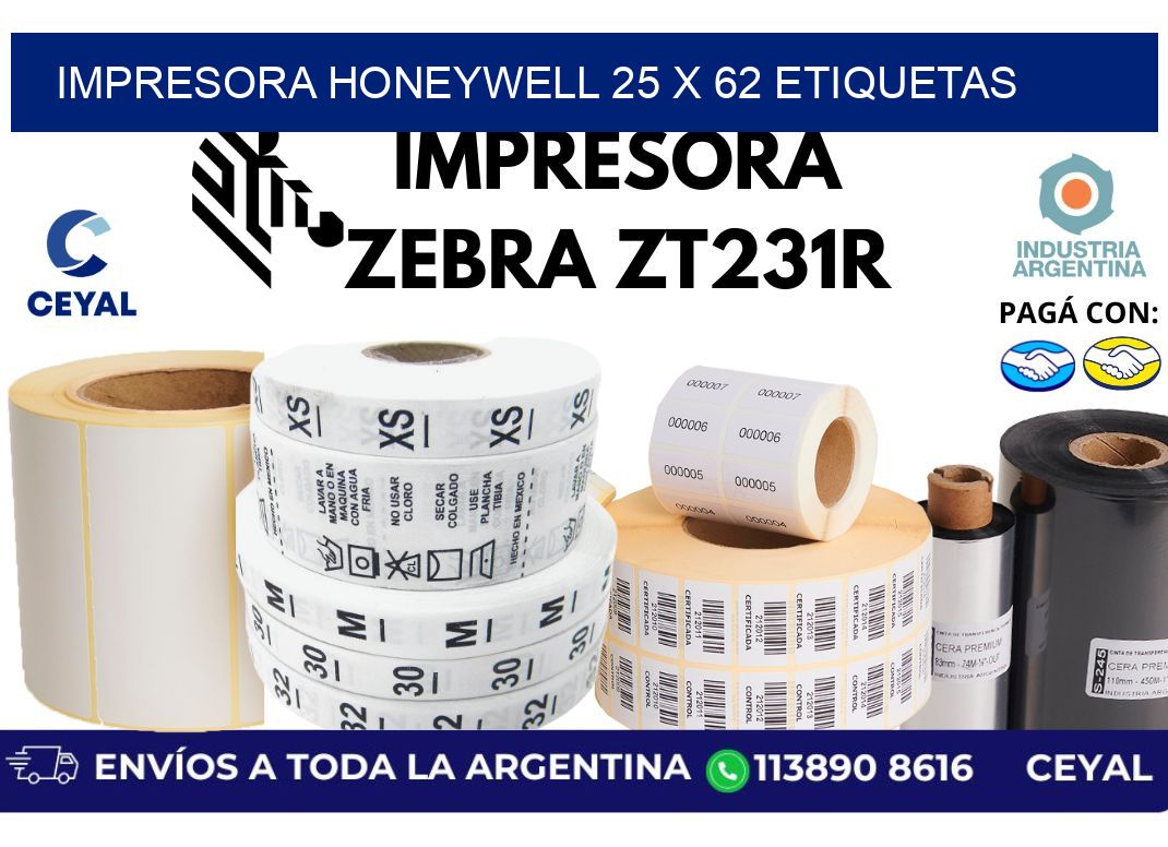 impresora honeywell 25 x 62 etiquetas