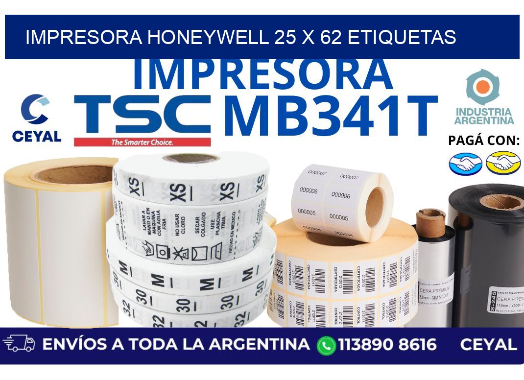 impresora honeywell 25 x 62 etiquetas