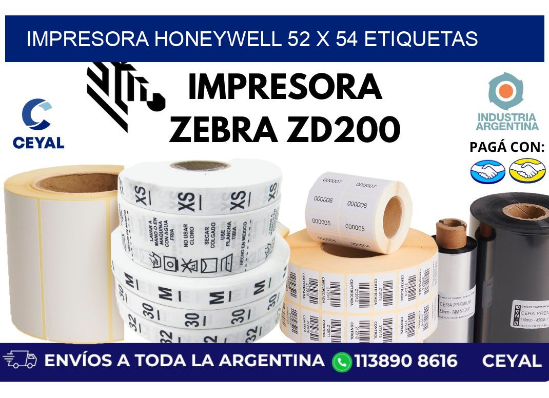 impresora honeywell 52 x 54 etiquetas