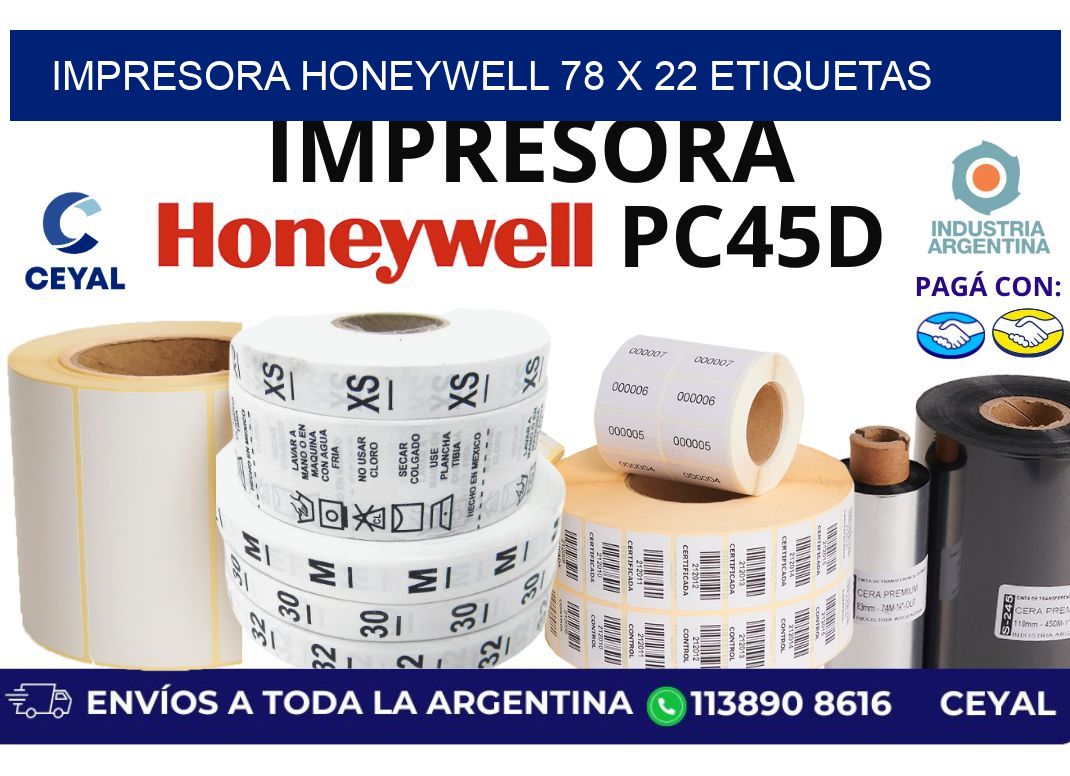 impresora honeywell 78 x 22 etiquetas