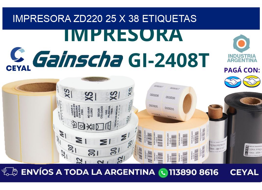 impresora zd220 25 x 38 etiquetas