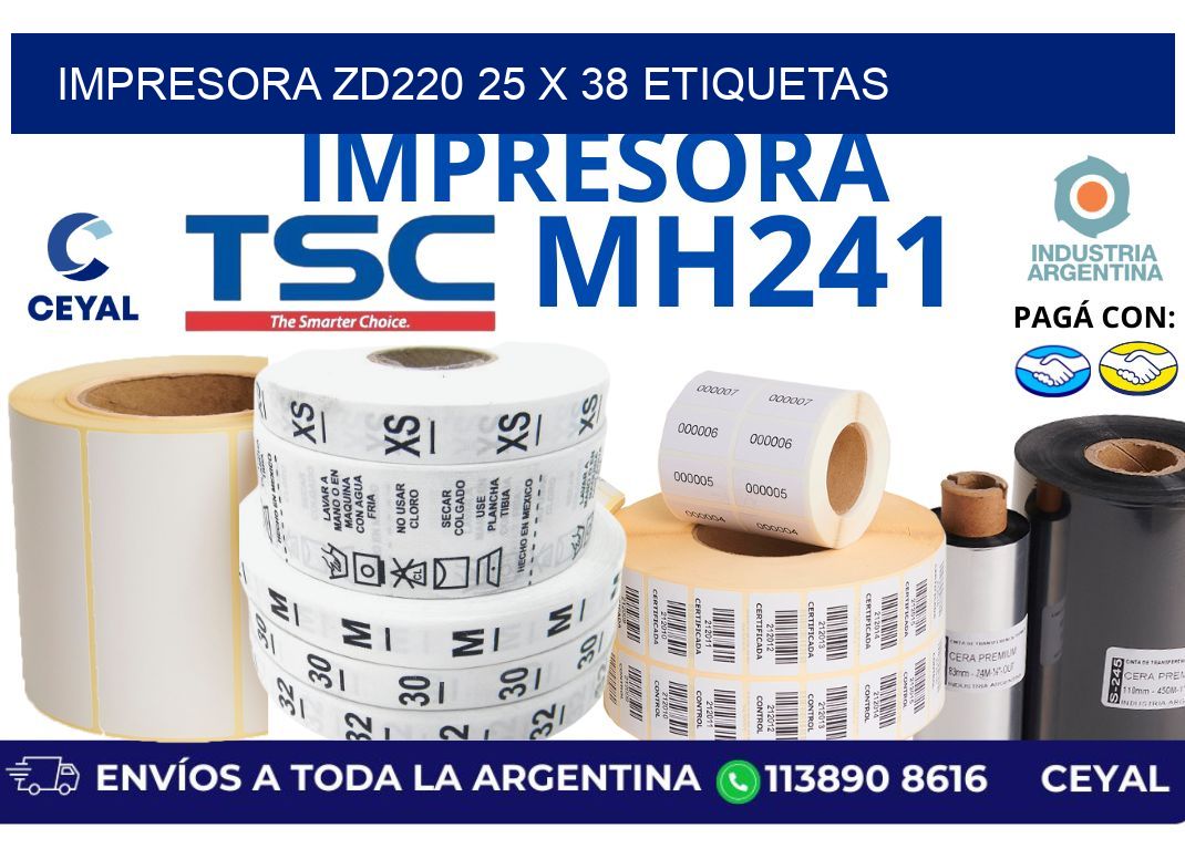 impresora zd220 25 x 38 etiquetas