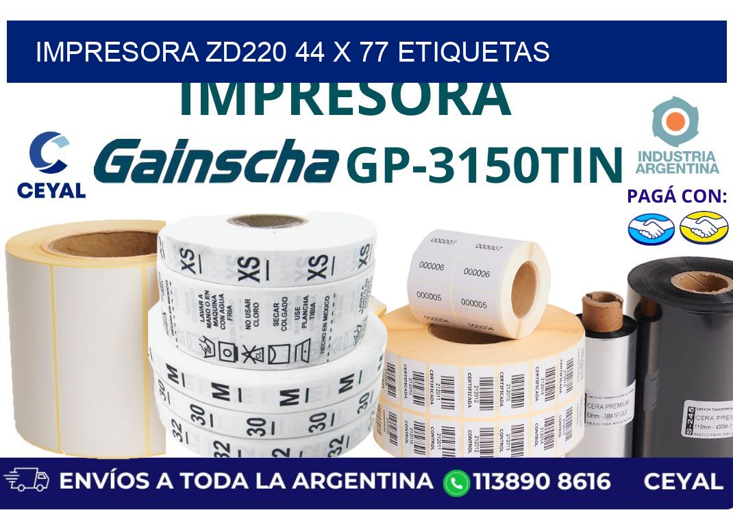 impresora zd220 44 x 77 etiquetas