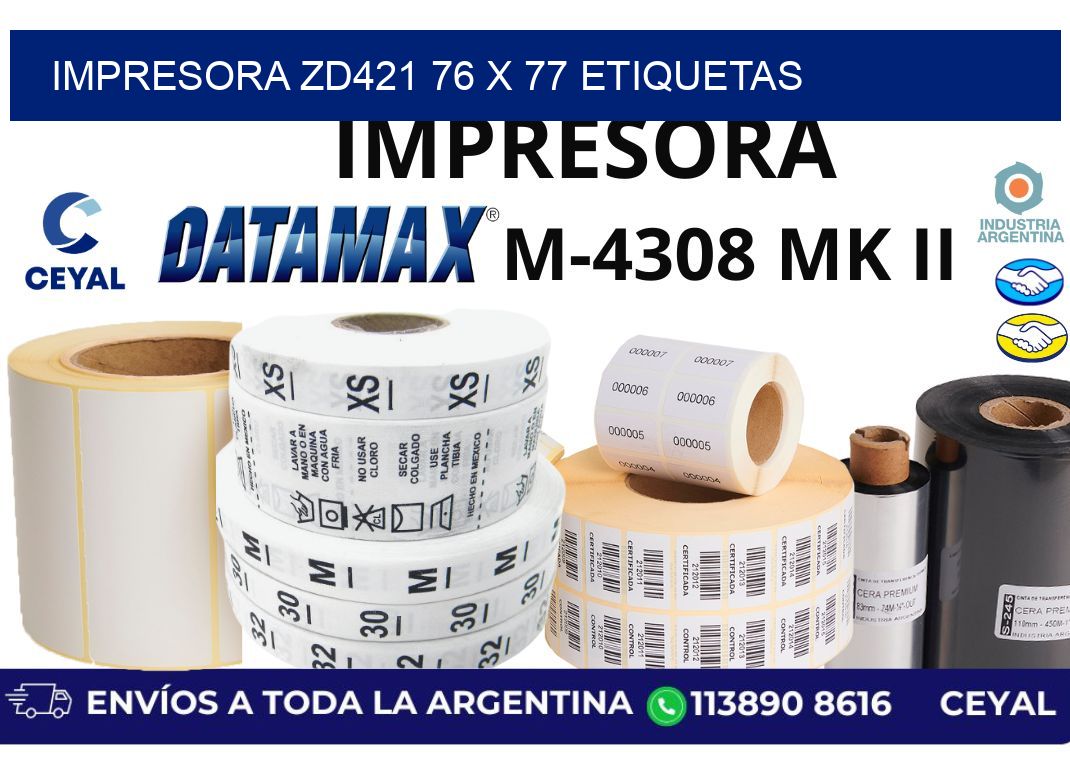 impresora zd421 76 x 77 etiquetas