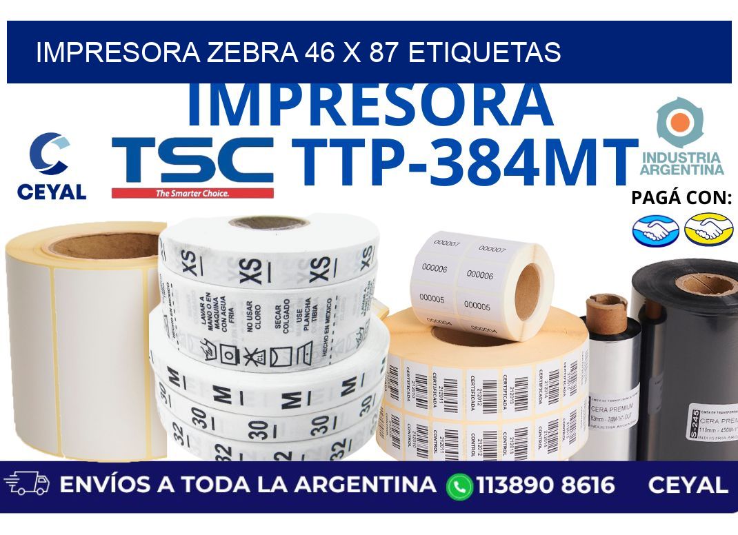 impresora zebra 46 x 87 etiquetas