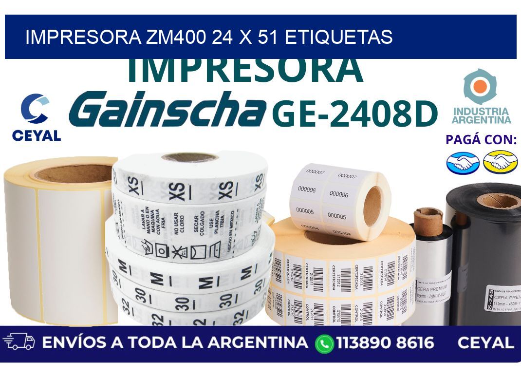 impresora zm400 24 x 51 etiquetas