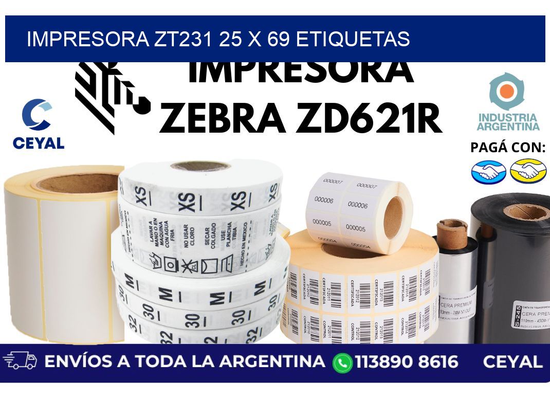 impresora zt231 25 x 69 etiquetas