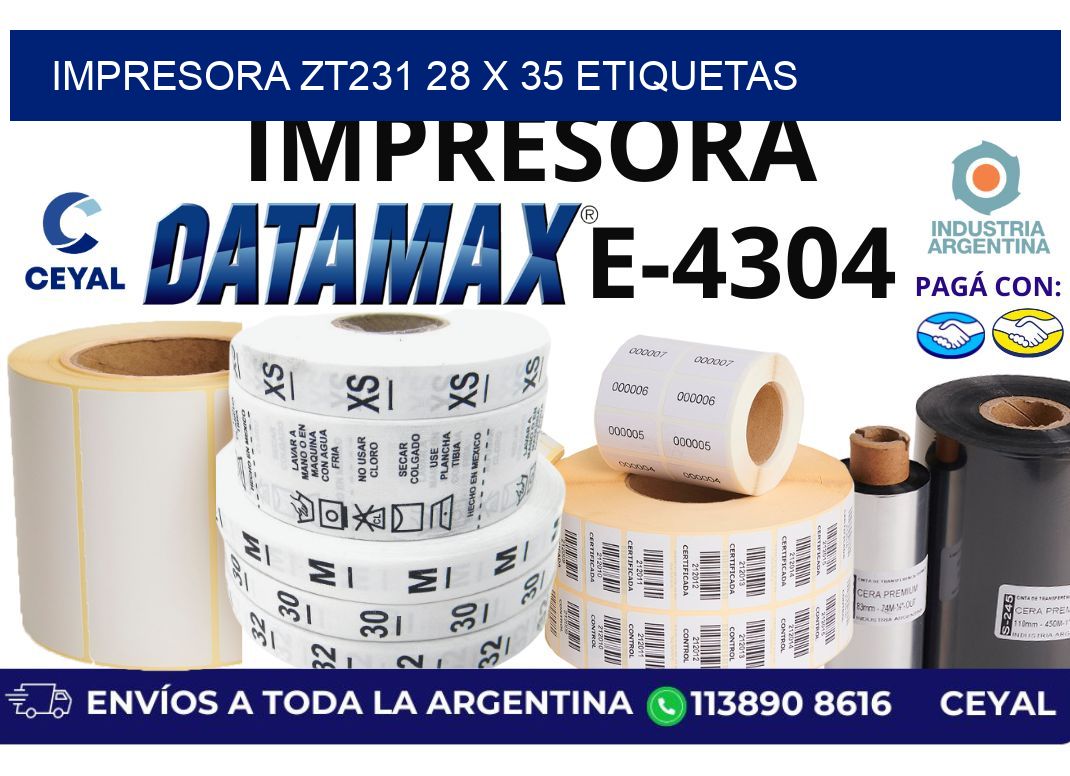 impresora zt231 28 x 35 etiquetas