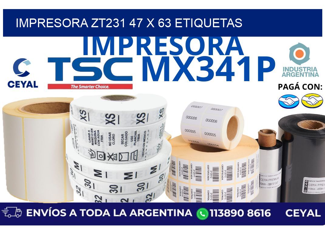 impresora zt231 47 x 63 etiquetas