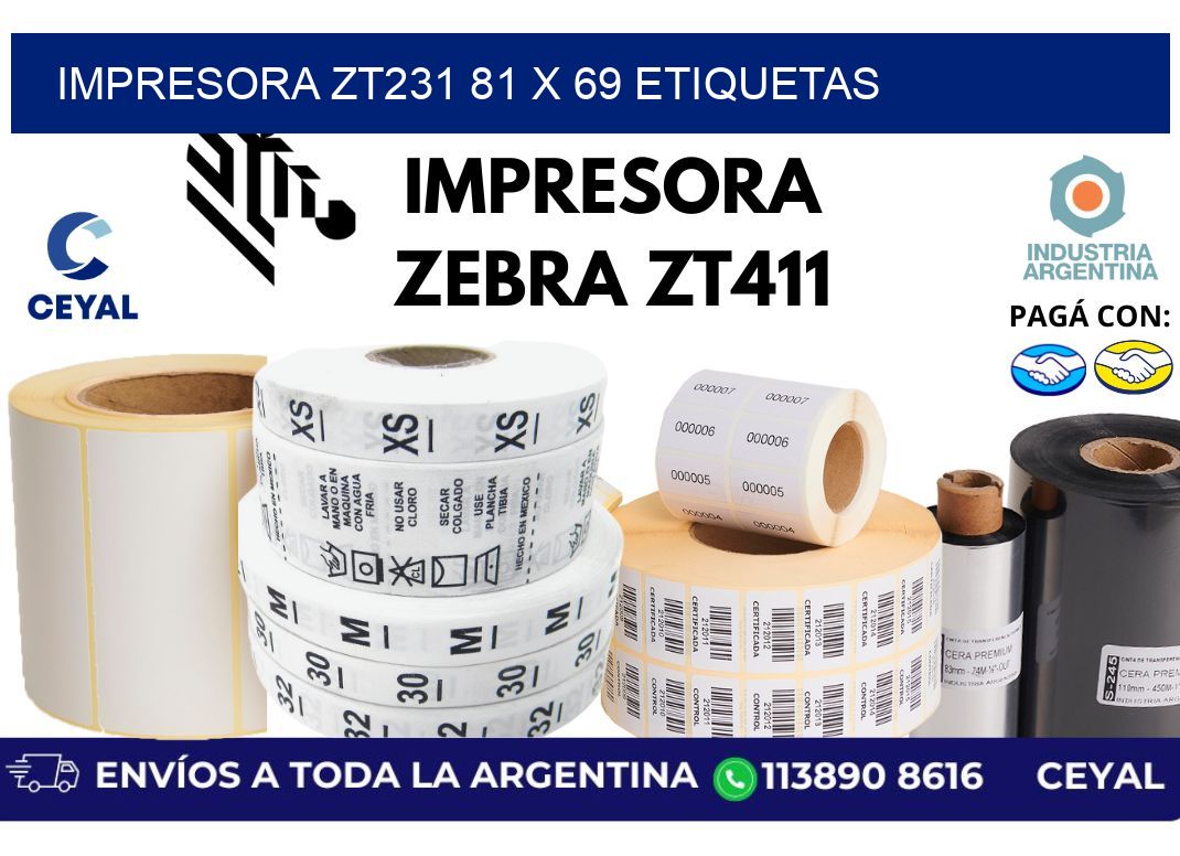 impresora zt231 81 x 69 etiquetas