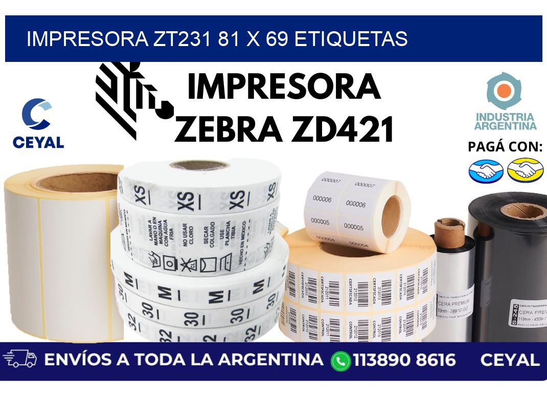 impresora zt231 81 x 69 etiquetas