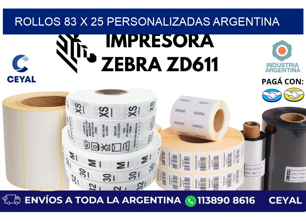 rollos 83 x 25 personalizadas argentina