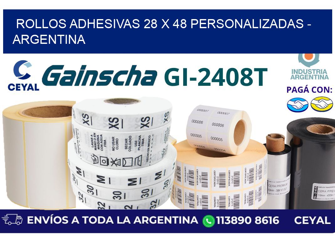 rollos adhesivas 28 x 48 personalizadas – Argentina