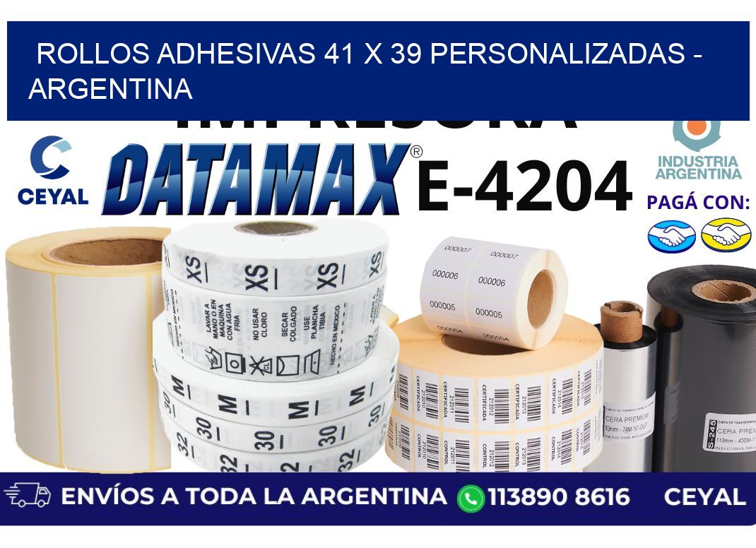 rollos adhesivas 41 x 39 personalizadas - Argentina