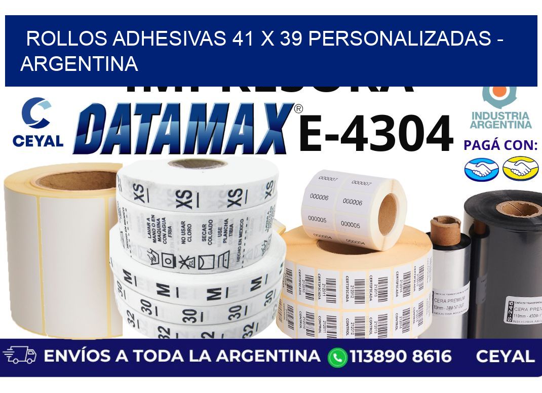 rollos adhesivas 41 x 39 personalizadas - Argentina