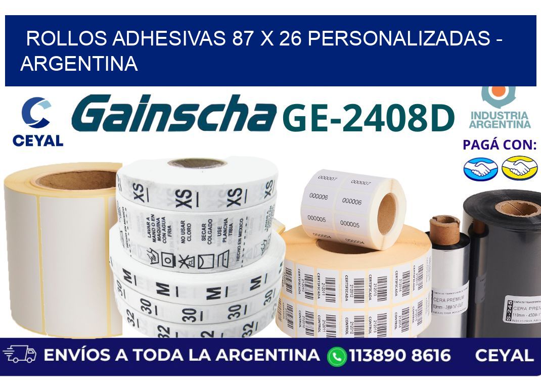 rollos adhesivas 87 x 26 personalizadas – Argentina