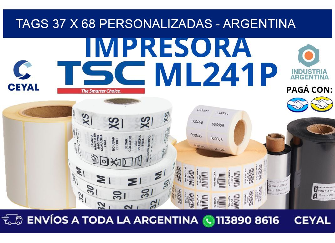 tags 37 x 68 personalizadas - Argentina