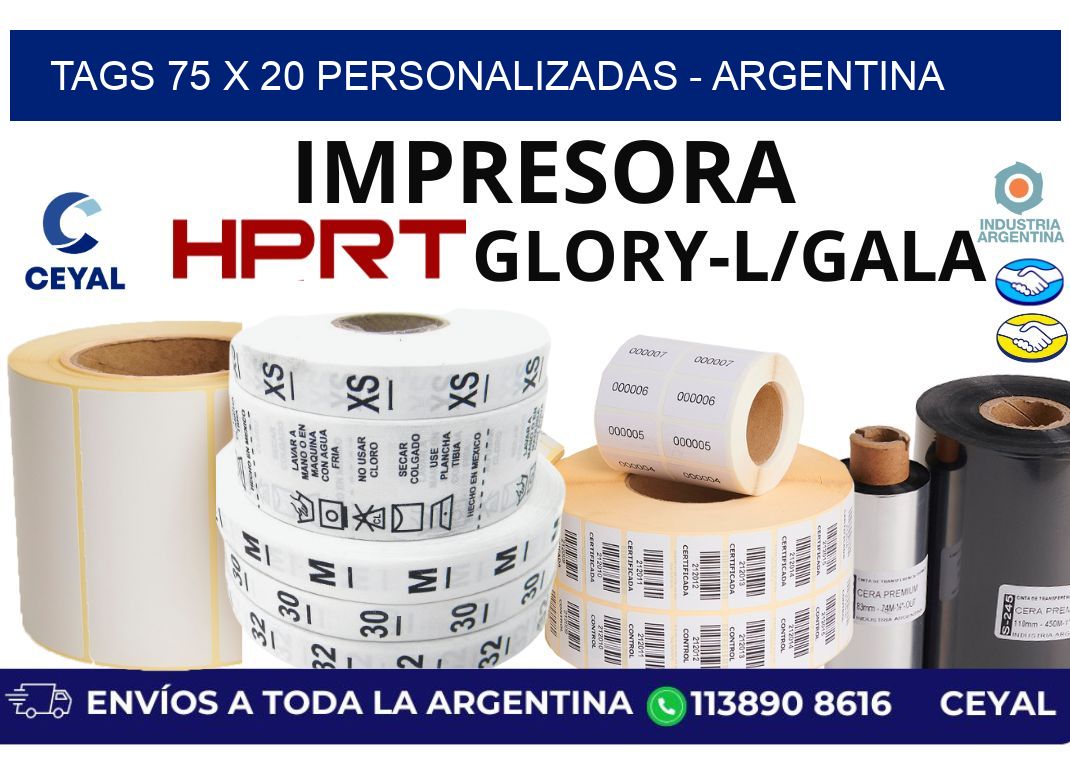 tags 75 x 20 personalizadas - Argentina