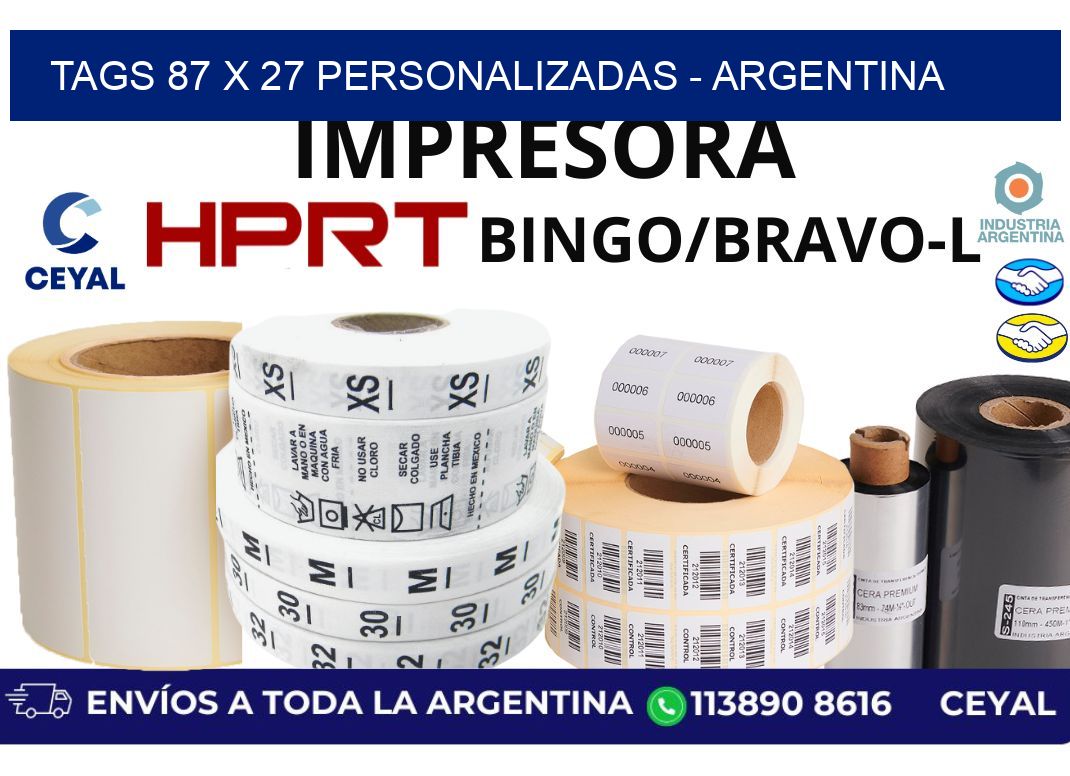 tags 87 x 27 personalizadas - Argentina