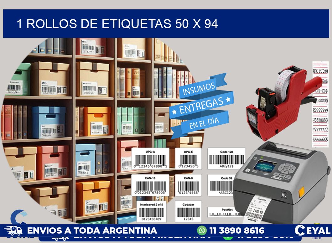 1 ROLLOS DE ETIQUETAS 50 x 94