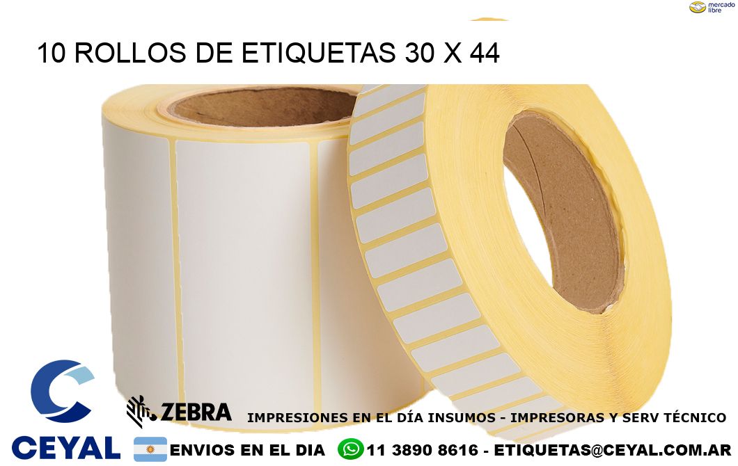 10 ROLLOS DE ETIQUETAS 30 x 44