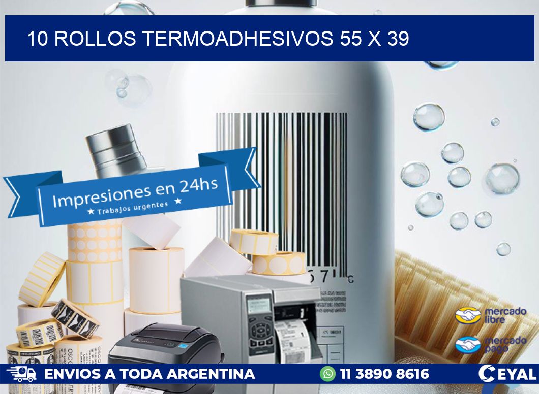 10 ROLLOS TERMOADHESIVOS 55 x 39
