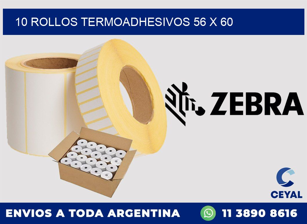 10 ROLLOS TERMOADHESIVOS 56 x 60