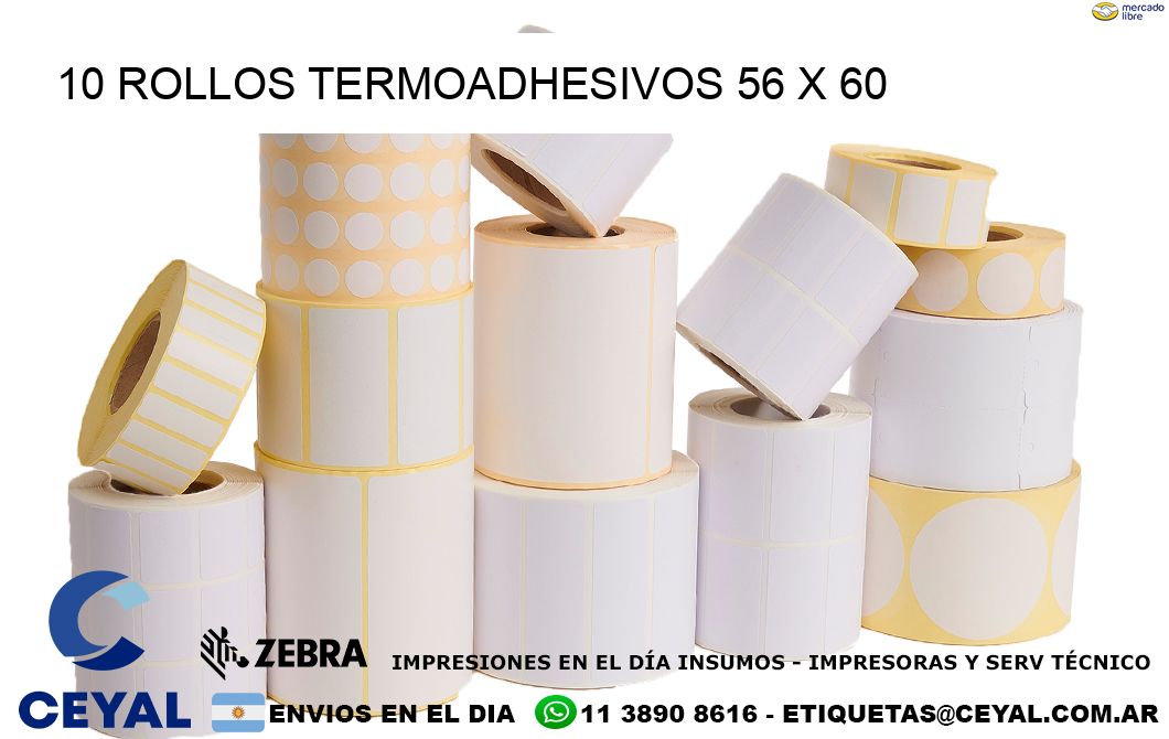 10 ROLLOS TERMOADHESIVOS 56 x 60
