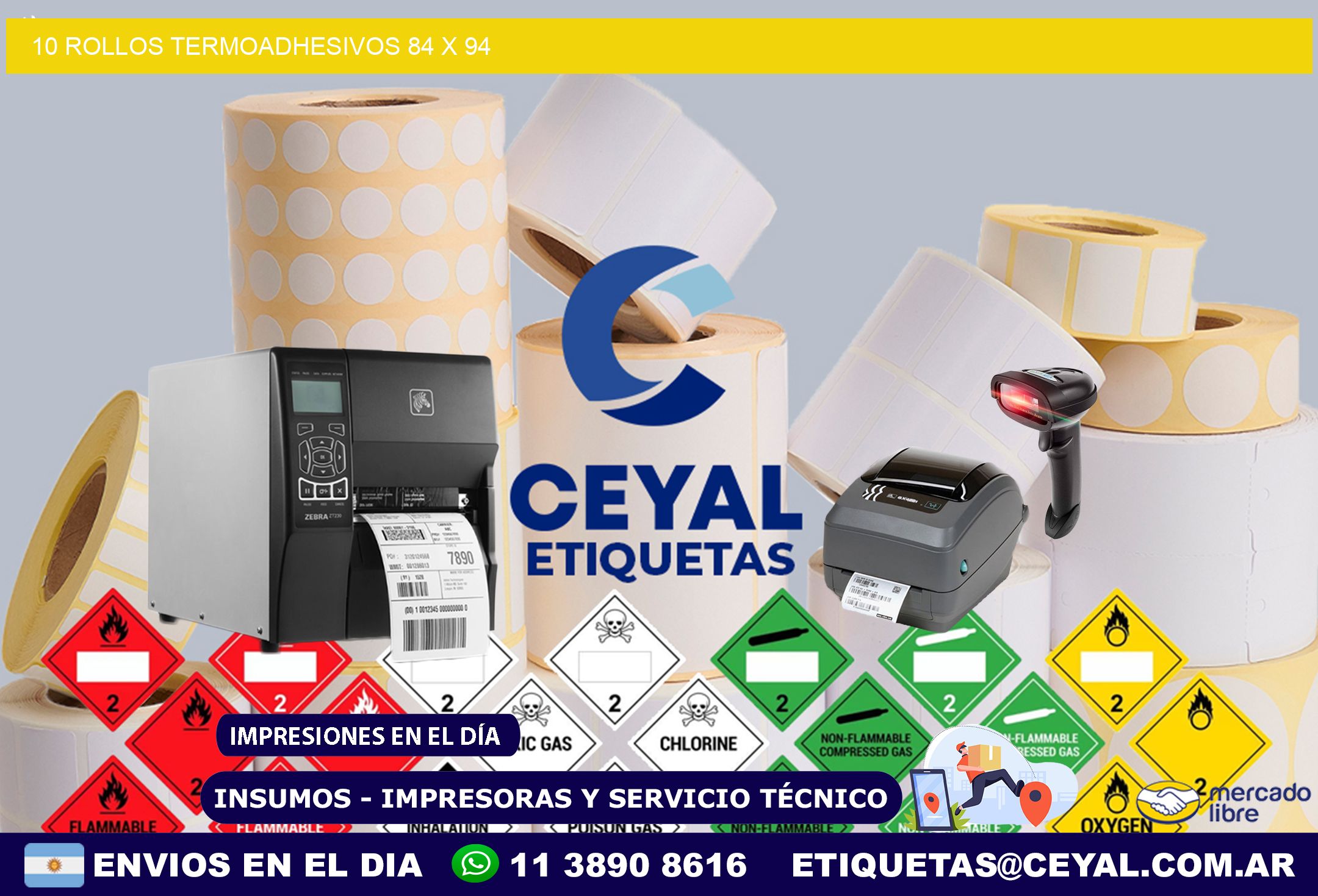 10 ROLLOS TERMOADHESIVOS 84 x 94