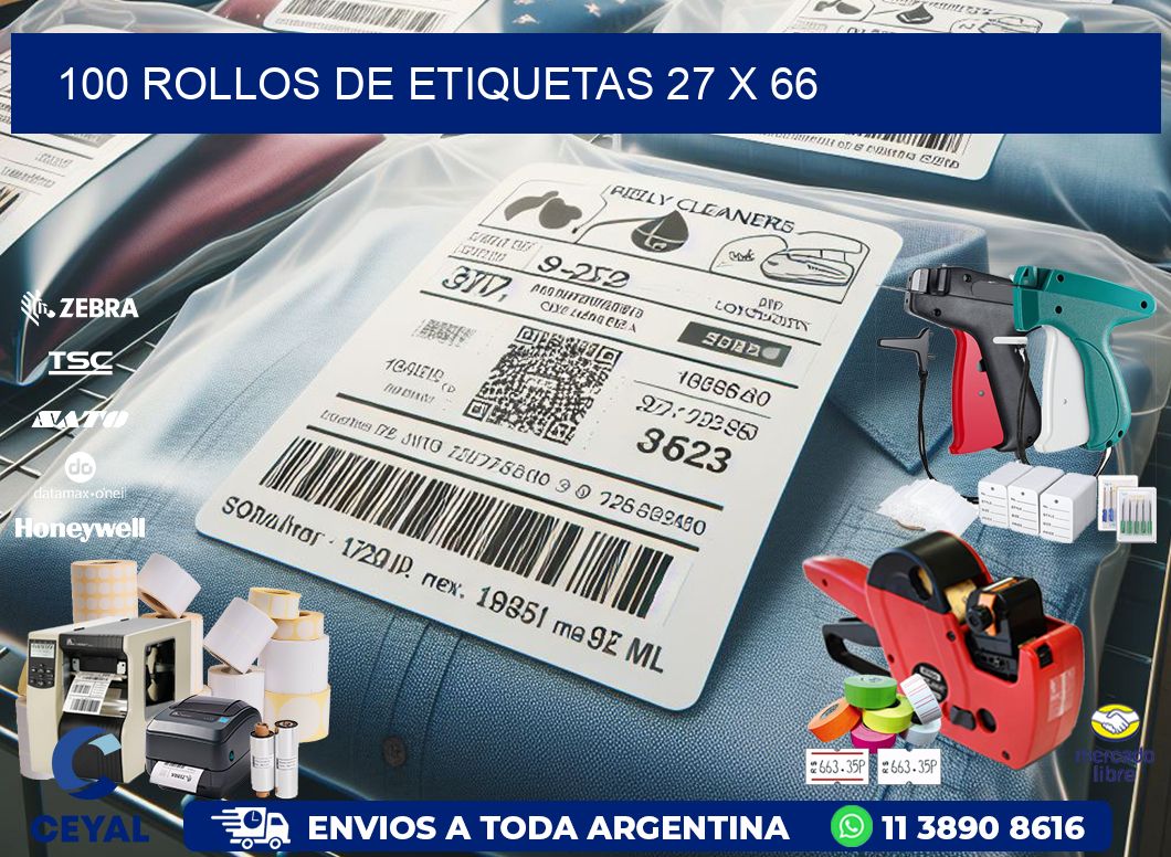 100 ROLLOS DE ETIQUETAS 27 x 66