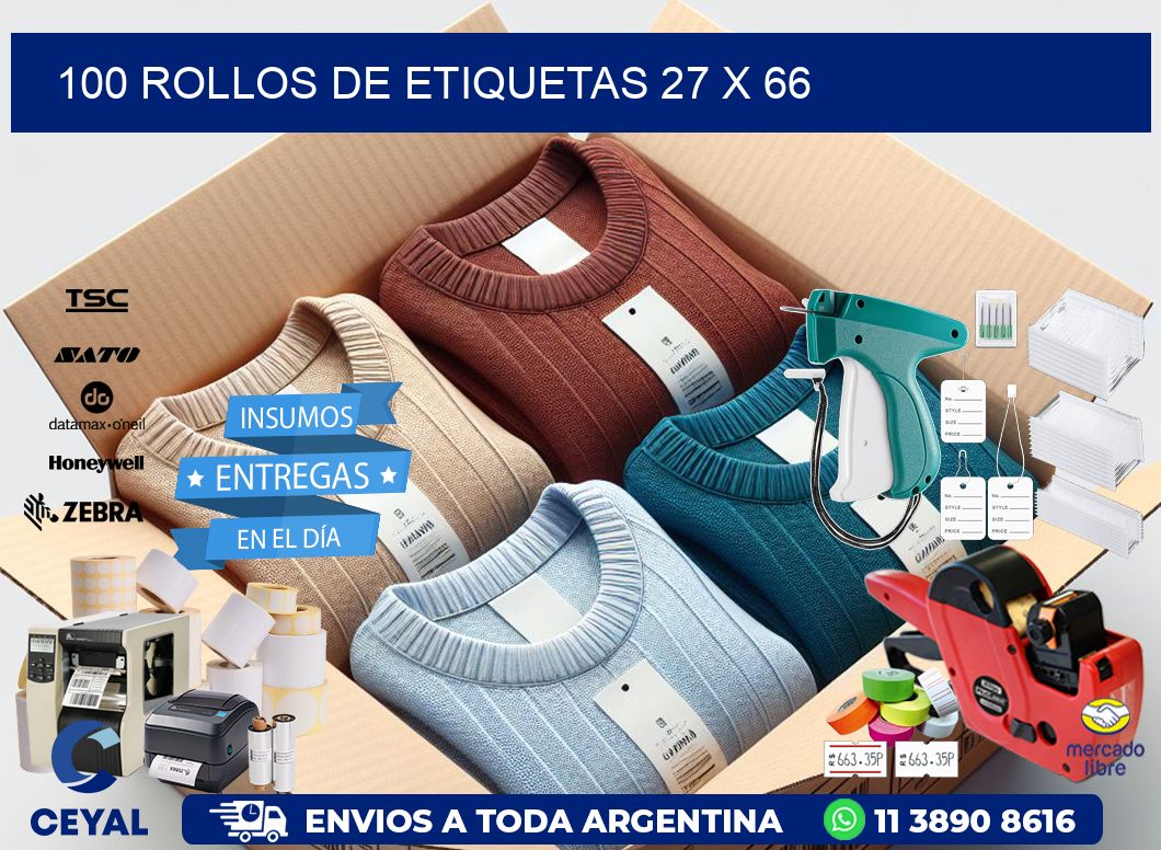 100 ROLLOS DE ETIQUETAS 27 x 66