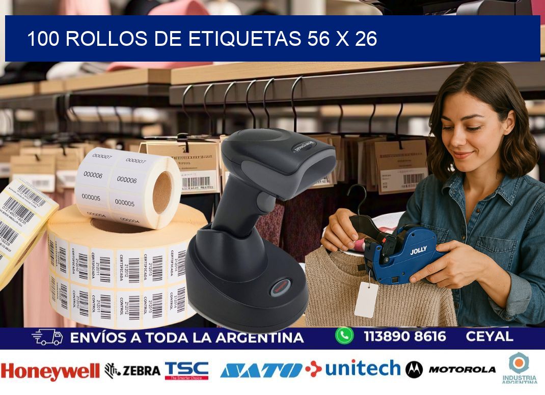 100 ROLLOS DE ETIQUETAS 56 x 26