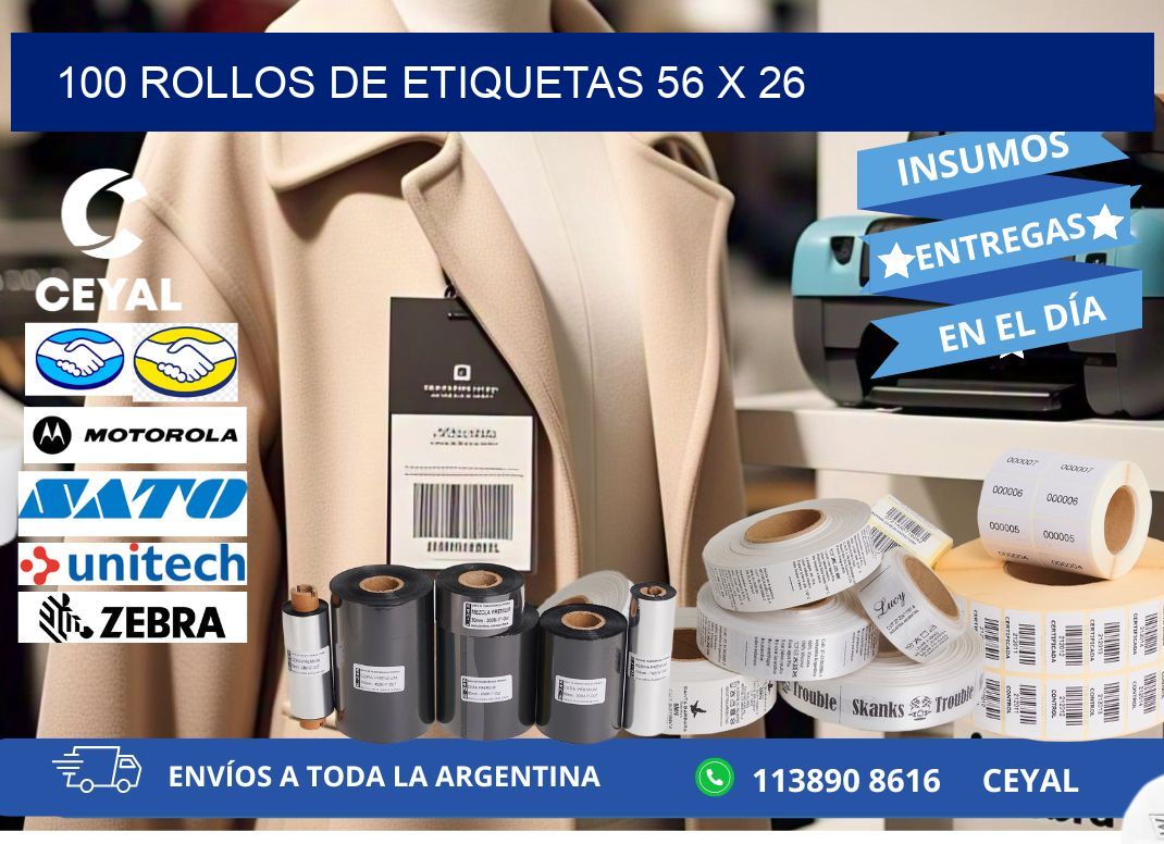 100 ROLLOS DE ETIQUETAS 56 x 26