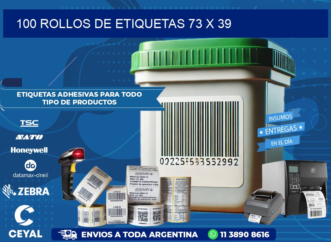 100 ROLLOS DE ETIQUETAS 73 x 39