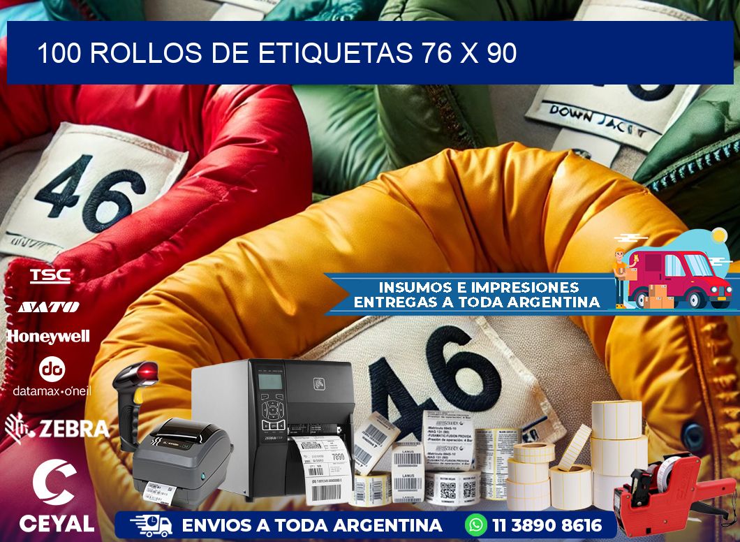 100 ROLLOS DE ETIQUETAS 76 x 90