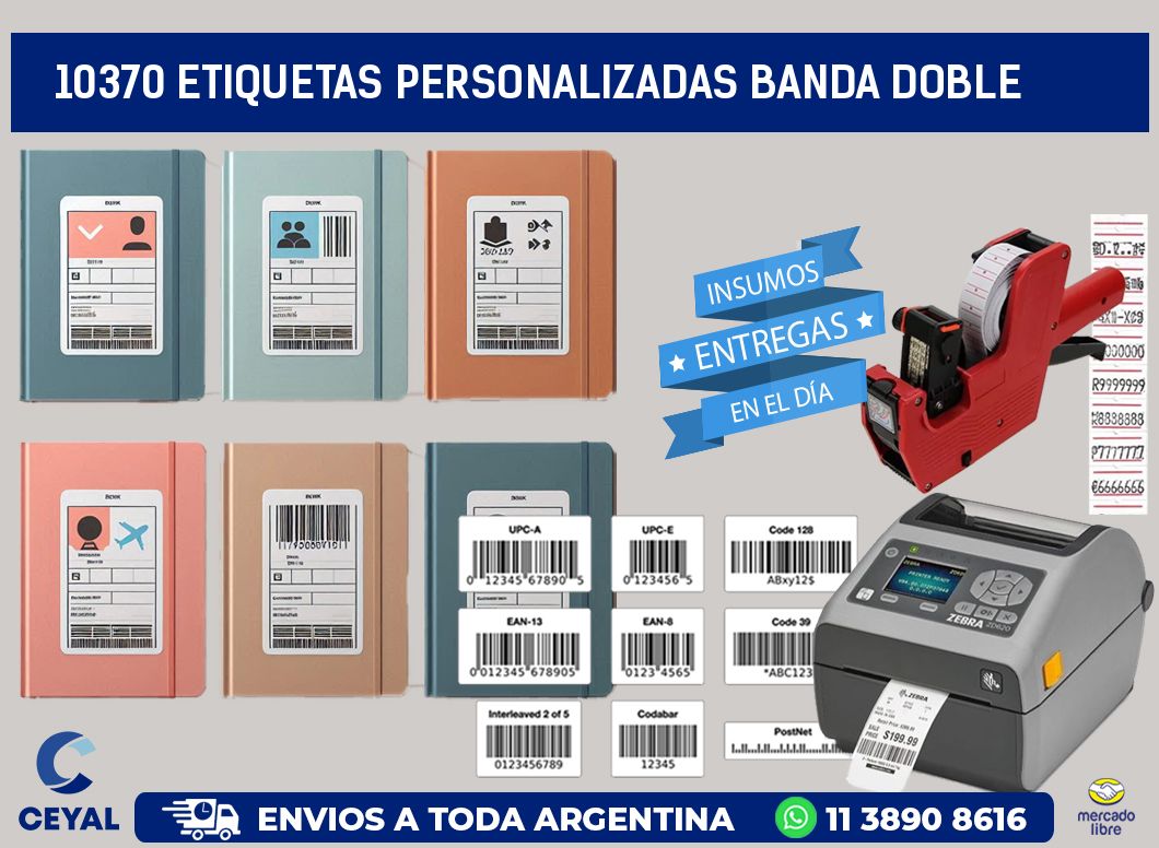 10370 Etiquetas personalizadas banda doble