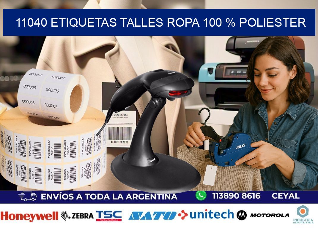 11040 ETIQUETAS TALLES ROPA 100 % POLIESTER