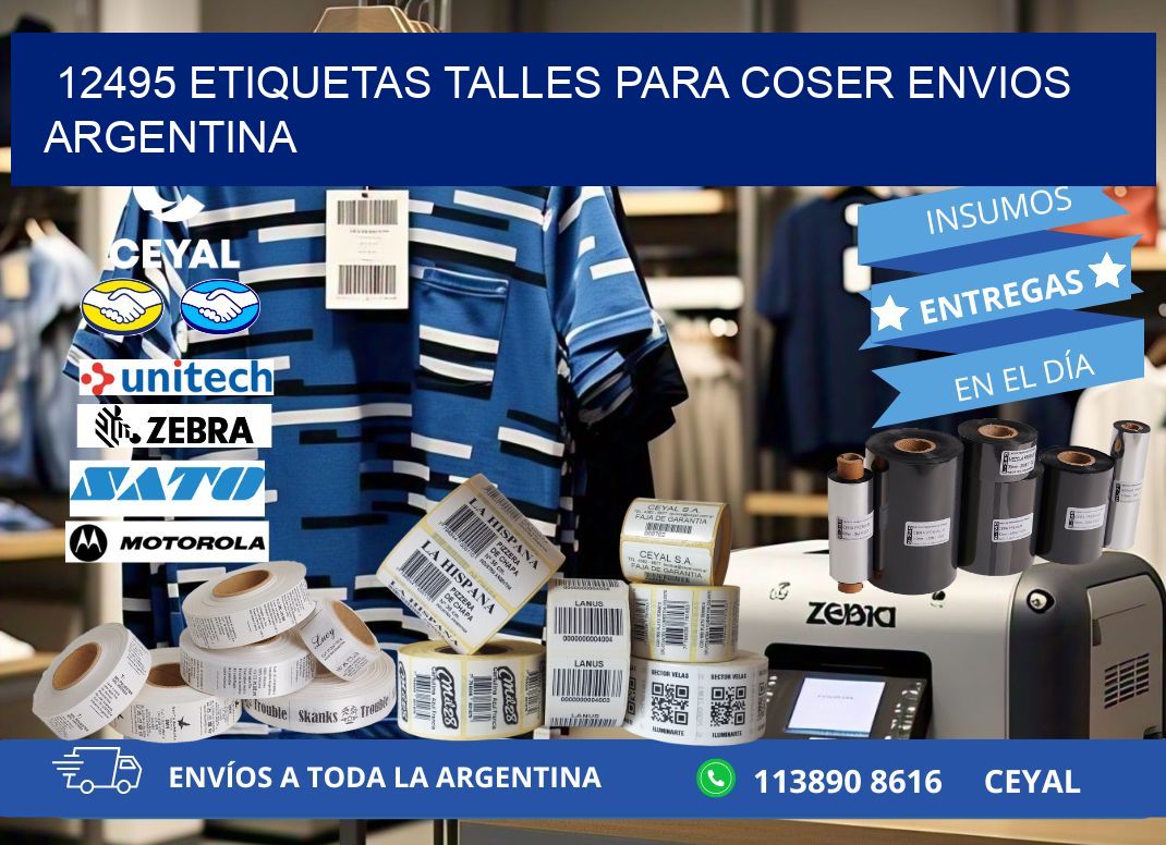 12495 ETIQUETAS TALLES PARA COSER ENVIOS ARGENTINA