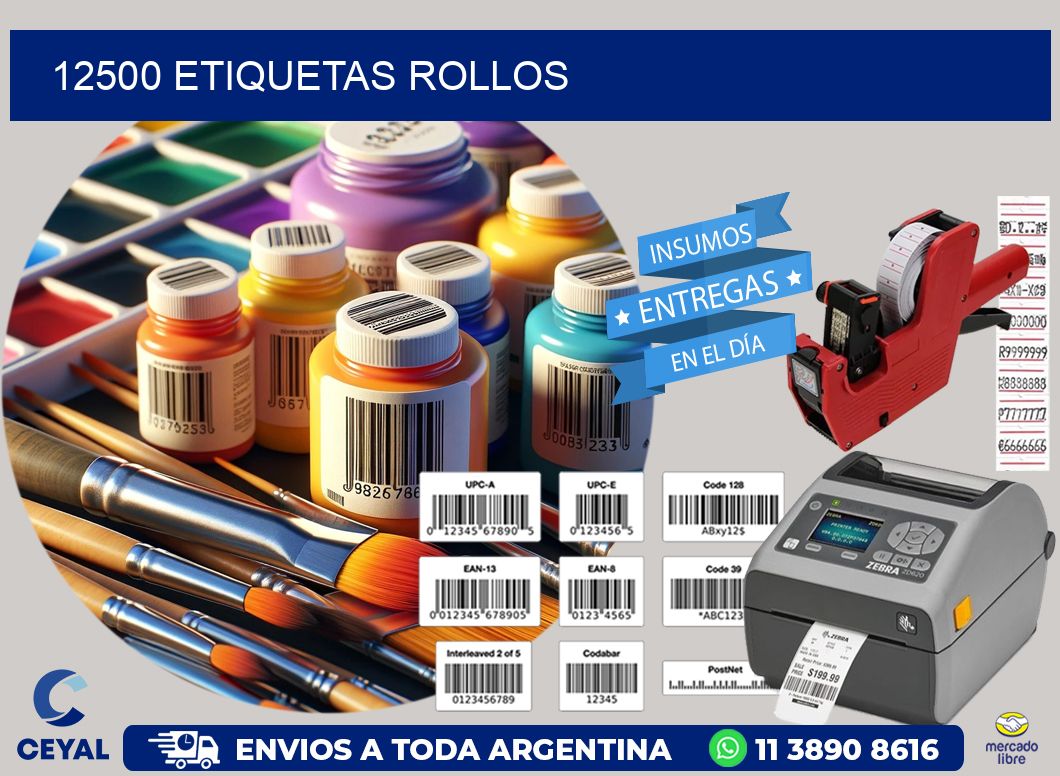 12500 etiquetas rollos