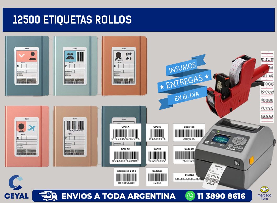 12500 etiquetas rollos