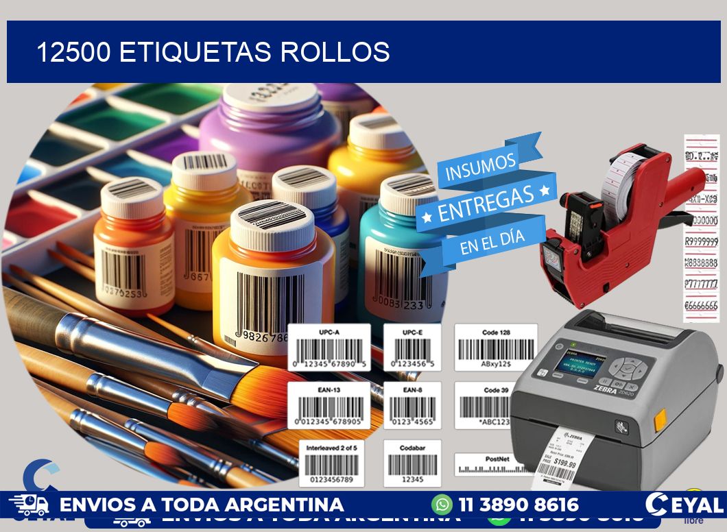 12500 etiquetas rollos