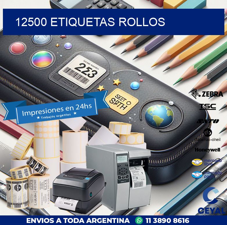 12500 etiquetas rollos