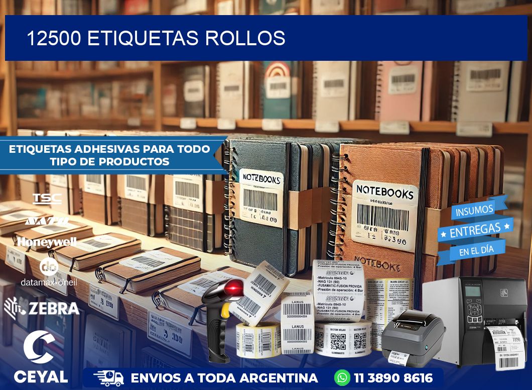 12500 etiquetas rollos